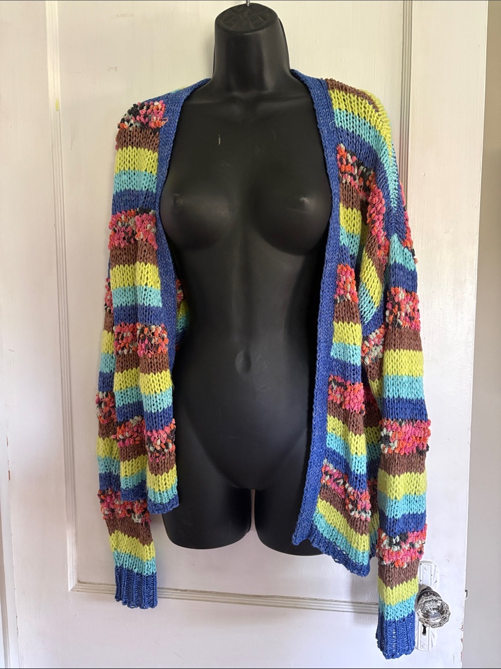 Rehab Striped Multi-Color Open Front Women's Cardigan Sweater